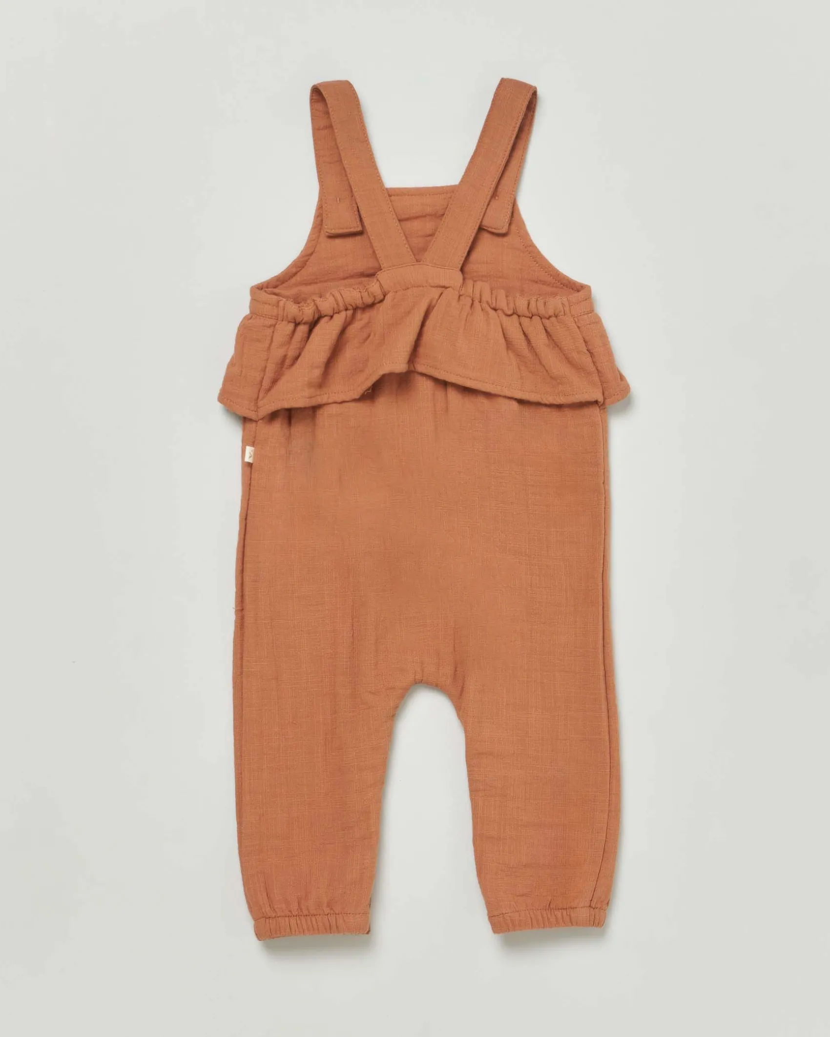 Salopette Lil'Atelier caramello in cotone con volant