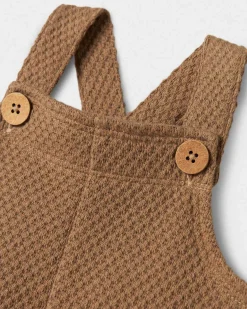 Salopette Lil'Atelier marrone in tessuto waffle con taschine