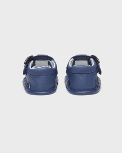 Sandali con listini incrociati blu in similpelle con fibbia 12-19