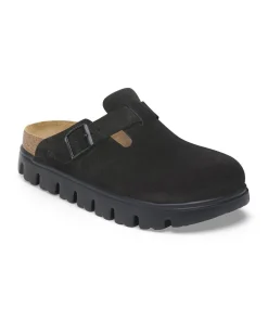 Sandalo Boston Chunky nero in pelle scamosciata con plateau a scanalature