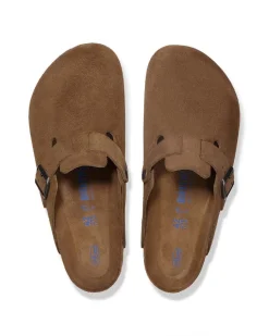Sandalo Boston color cammello in pelle scamosciata