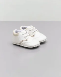 Scarpette avorio in ecopelle con inserto in lana beige