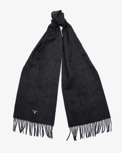 Sciarpa Barbour antracite in pura lana con frange