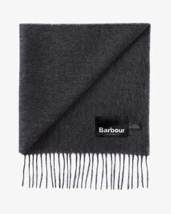 Sciarpa Barbour antracite in pura lana con frange