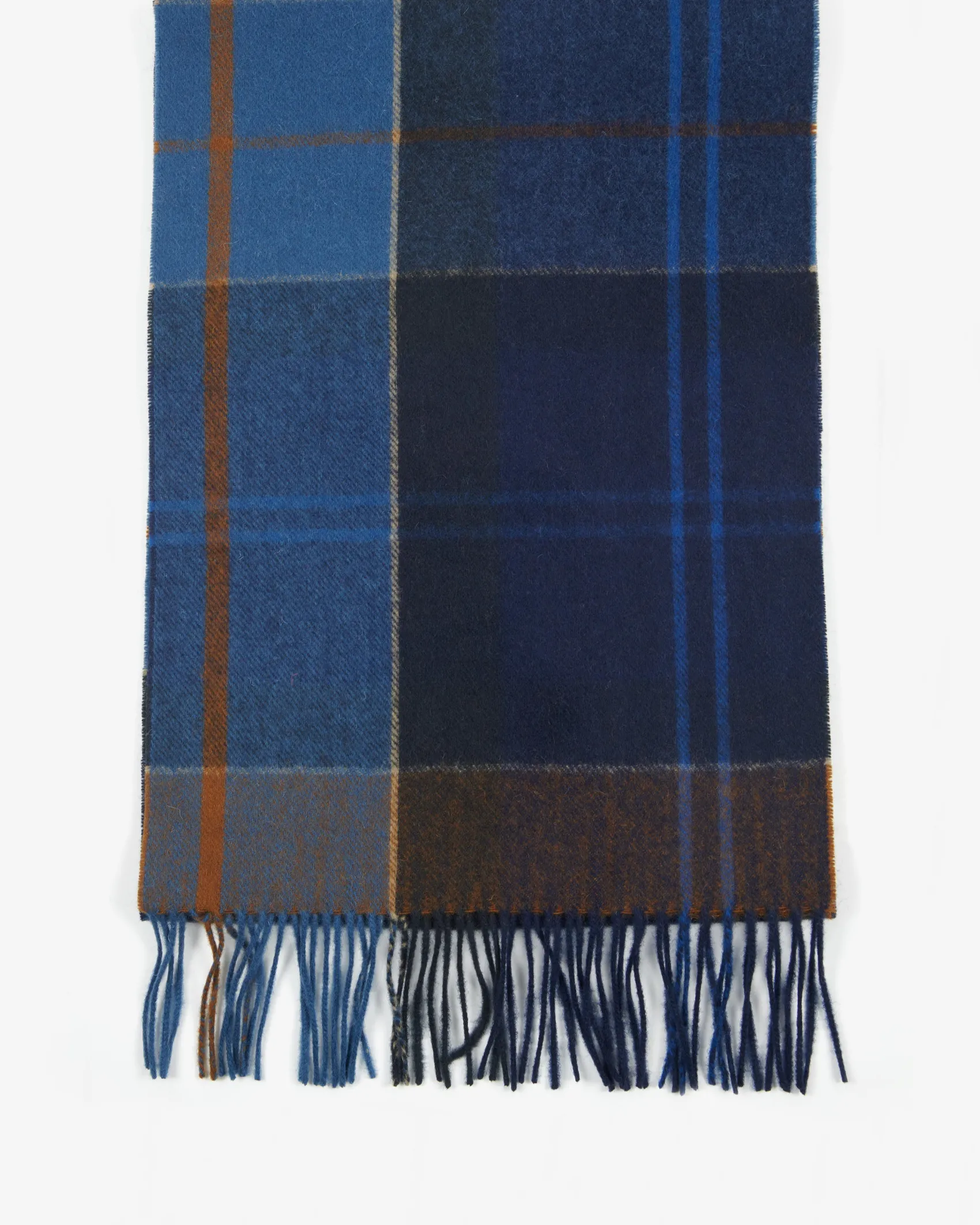 Sciarpa Barbour check blu indaco e ruggine in pura lana