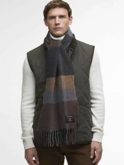 Sciarpa Barbour con motivo check marrone grigio e nero
