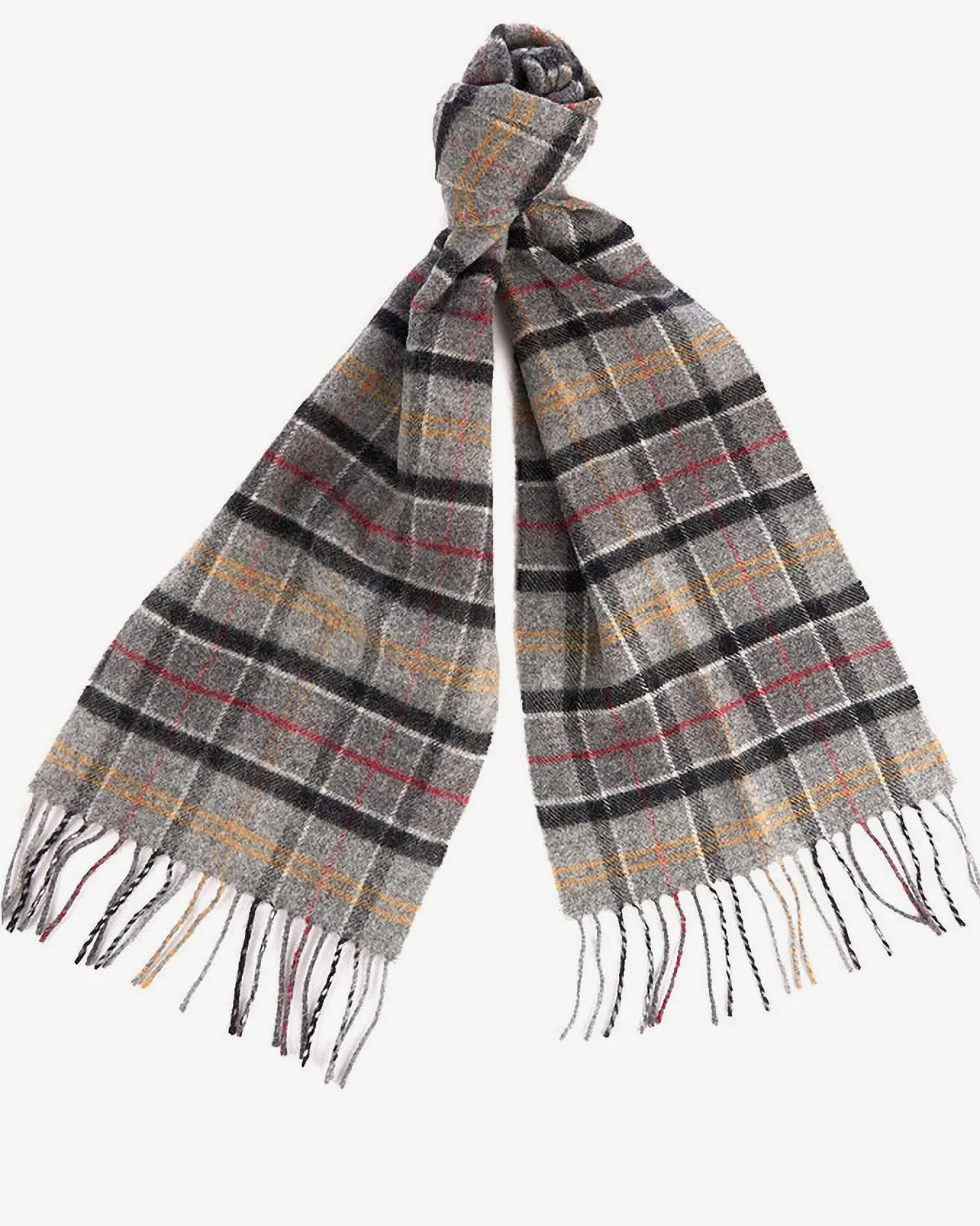 Sciarpa Barbour grigia tartan check in pura lana