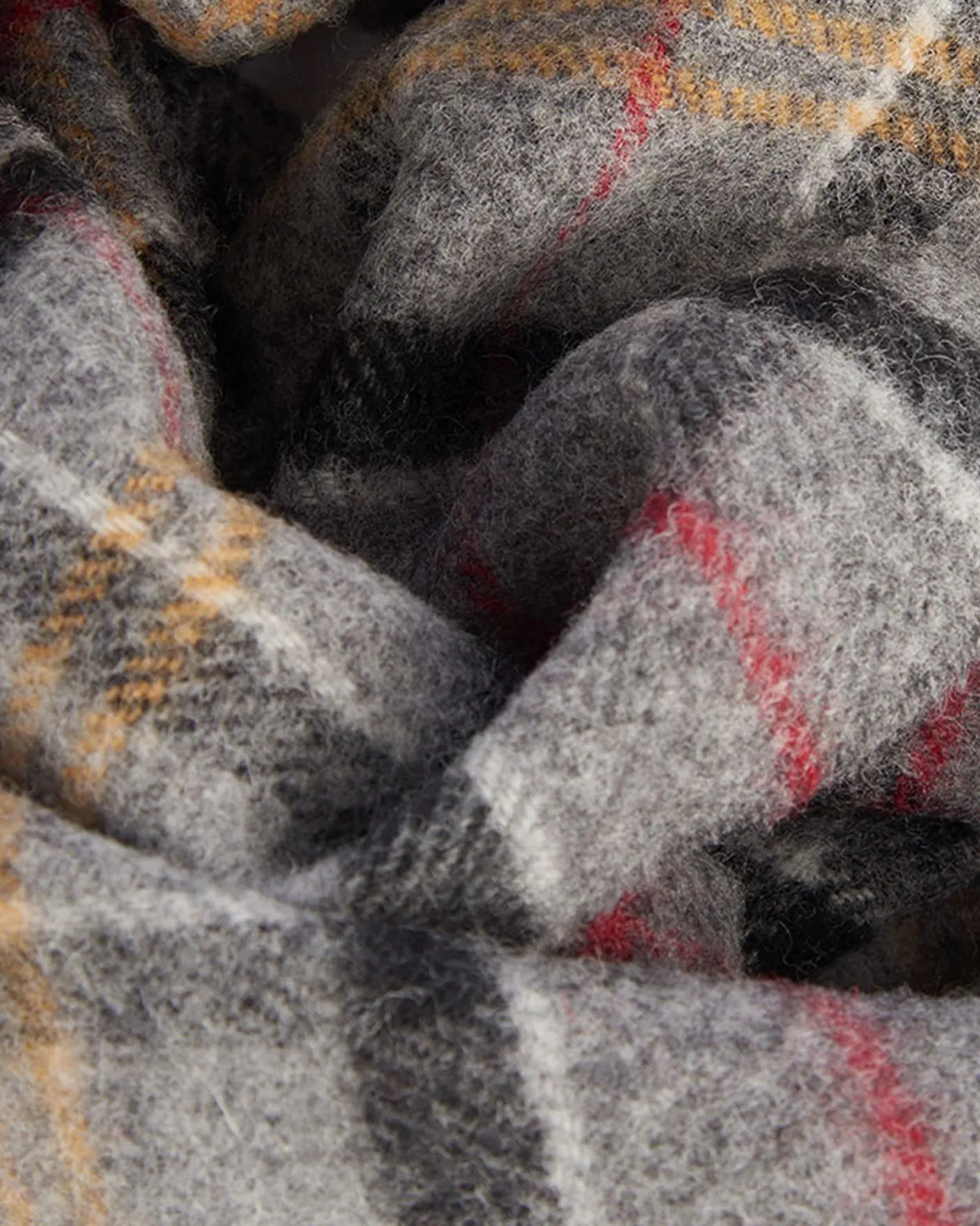 Sciarpa Barbour grigia tartan check in pura lana