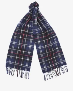 Sciarpa Barbour in tartan check blu e indaco in pura lana