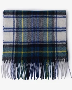 Sciarpa Barbour in tartan check bianca e verde in misto lana e cachemire