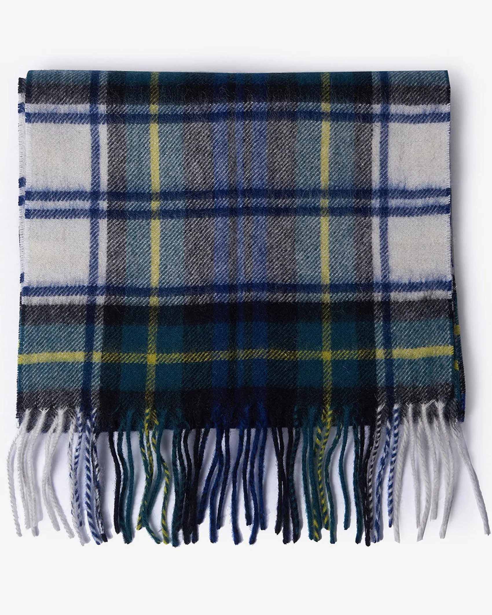 Sciarpa Barbour in tartan check bianca e verde in misto lana e cachemire