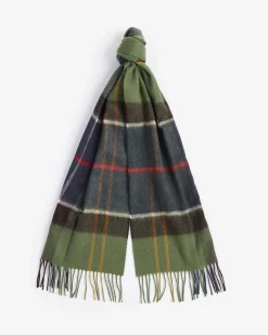 Sciarpa Barbour in tartan check verde blu e grigia in misto lana e cachemire