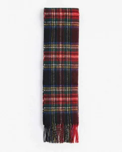Sciarpa Barbour in tartan check rossa verde e blu in misto lana e cachemire