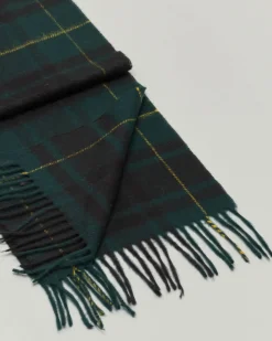 Sciarpa blu e verde tartan check in pura lana merinos