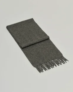 Sciarpa Bronte By Moon antracite in pura lana merinos rifinita con frange