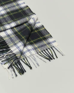 Sciarpa Bronte By Moon bianca e blu tartan check in pura lana merinos