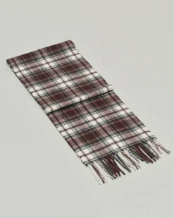 Sciarpa Bronte by Moon bordeaux e bianca tartan check in pura lana merinos