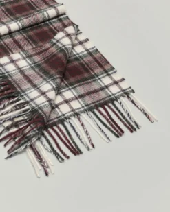 Sciarpa Bronte by Moon bordeaux e bianca tartan check in pura lana merinos