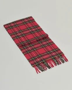 Sciarpa Bronte by Moon rossa e verde tartan check in pura lana merinos