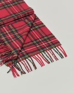Sciarpa Bronte by Moon rossa e verde tartan check in pura lana merinos