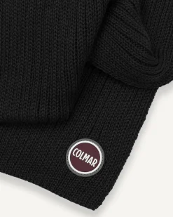 Sciarpa Colmar Originals nera in misto lana a coste