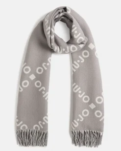 Sciarpa Liu Jo Accessories grigia in viscosa con logo in rilievo