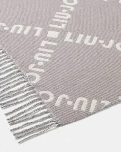 Sciarpa Liu Jo Accessories grigia in viscosa con logo in rilievo