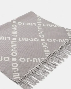 Sciarpa Liu Jo Accessories grigia in viscosa con logo in rilievo