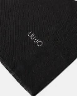 Sciarpa Liu Jo Accessories nera in viscosa con logo ricamato