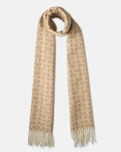 Sciarpa Liu Jo Accessories cammello in jacquard con frange