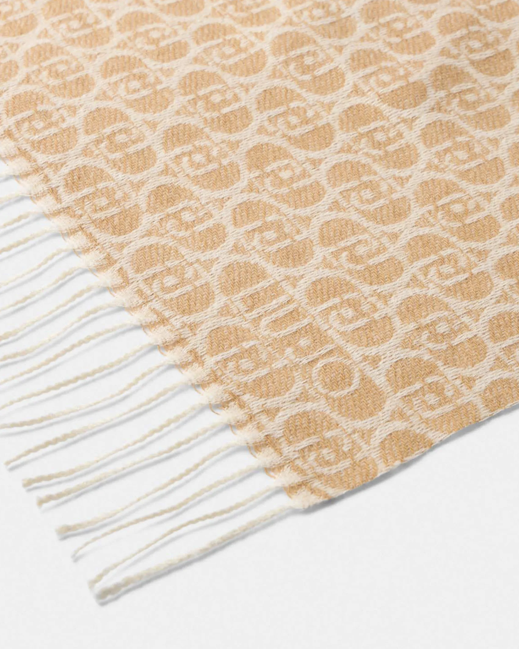 Sciarpa Liu Jo Accessories cammello in jacquard con frange