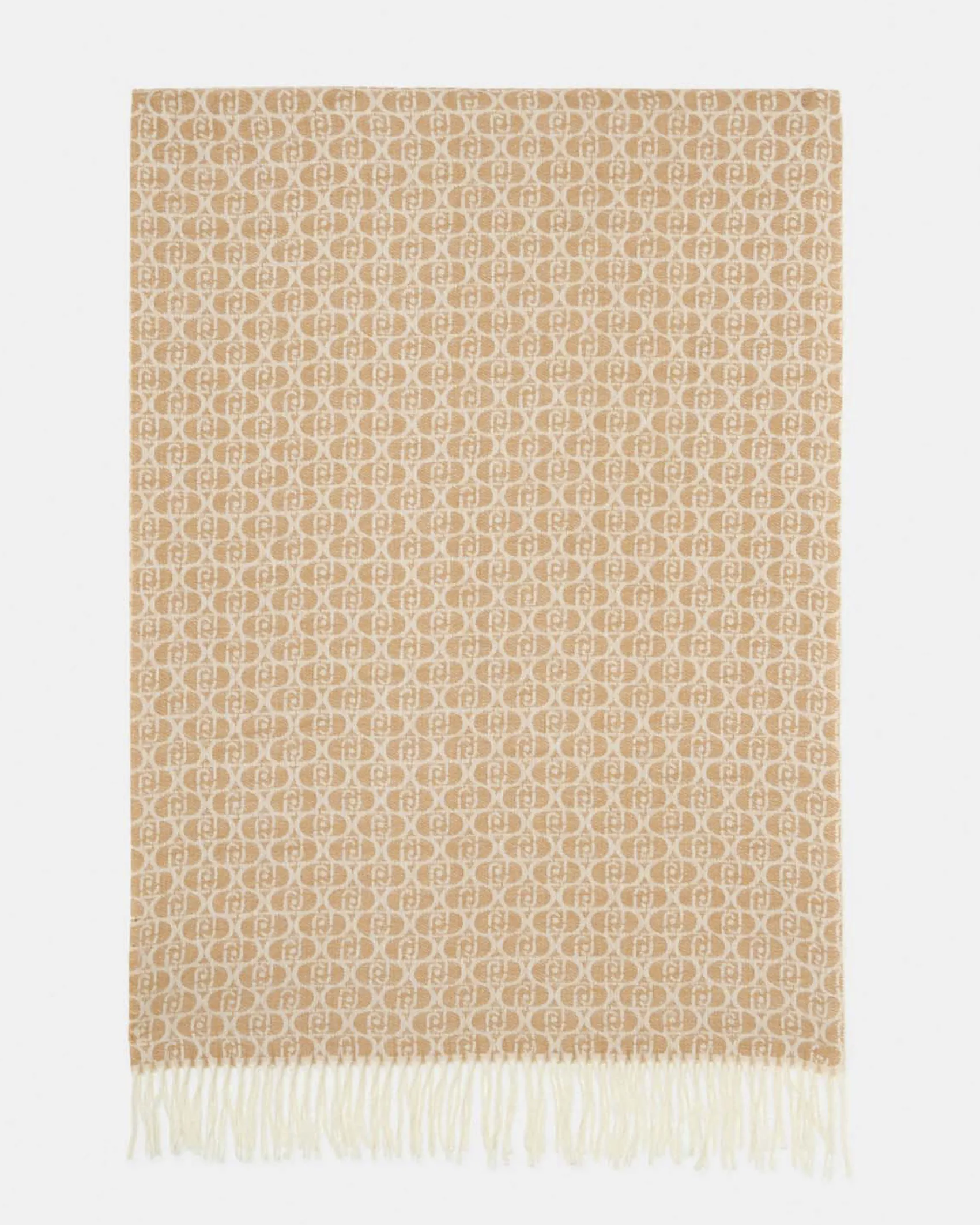 Sciarpa Liu Jo Accessories cammello in jacquard con frange