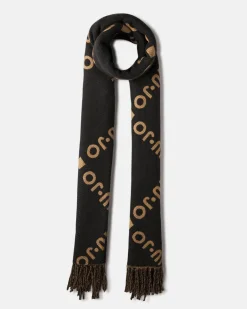 Sciarpa Liu Jo Accessories nera in viscosa con logo in rilievo