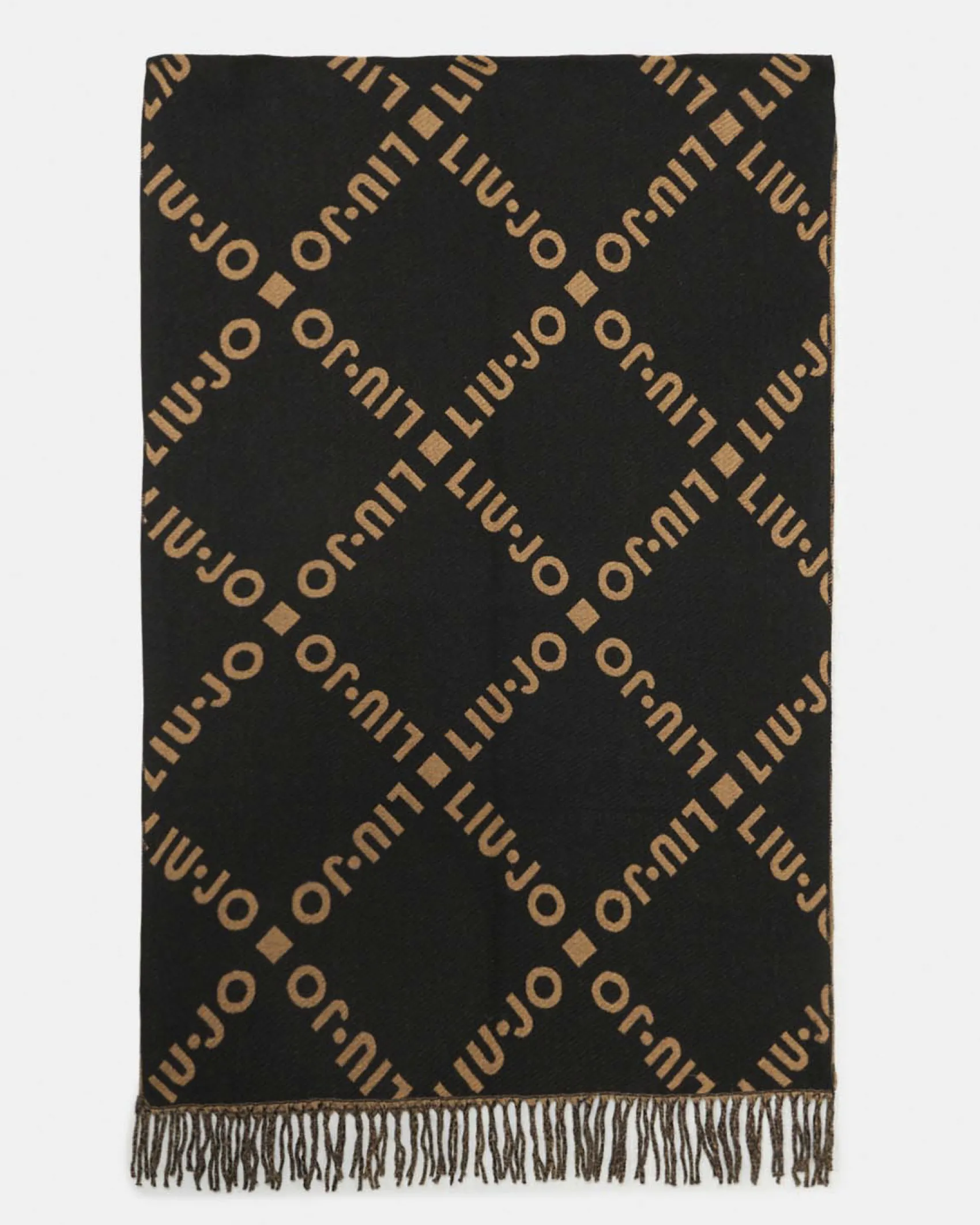 Sciarpa Liu Jo Accessories nera in viscosa con logo in rilievo