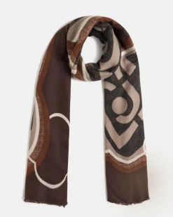 Sciarpa Liu Jo Accessories marrone in viscosa con motivo grafico