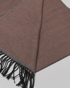 Sciarpa Pellizzari color noce in tessuto micro armatura con frange