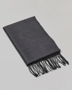 Sciarpa Pellizzari grigio antracite in pura lana micro armatura