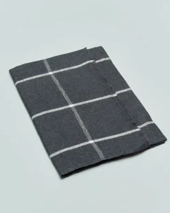 Sciarpa Pellizzari grigio antracite in misto cotone e lana fantasia finestrata