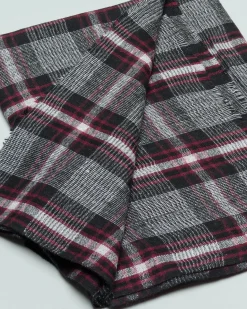 Sciarpa Pellizzari in misto cotone e lana fantasia check nera bianca e rossa
