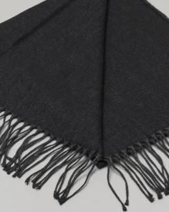 Sciarpa Pellizzari nera in tessuto micro armatura con frange
