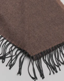 Sciarpa Pellizzari noce in tessuto micro armatura con frange