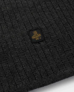 Sciarpa Refrigiwear Dakota grigio antracite lavorata a coste con patch porta logo