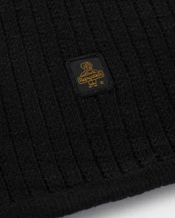 Sciarpa Refrigiwear Dakota nera lavorata a coste con patch porta logo