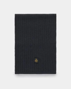 Sciarpa Refrigiwear Dakota blu lavorata a coste con patch porta logo