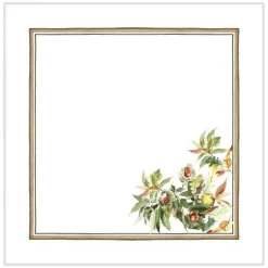 Set 4 tovaglioli Argentario in lino a fantasia piante mediteranee multicolor