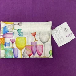 Set 4 tovaglioli Cin Cin in lino a fantasia bicchieri multicolor