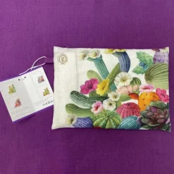 Set 4 tovaglioli Ficu d'Innia in lino a fantasia piante grasse multicolor
