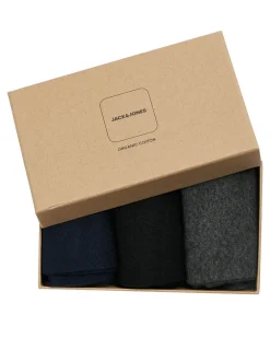 Set composto da tre paia di calzini nero blu e grigio in cotone stretch a tinta unita con logo