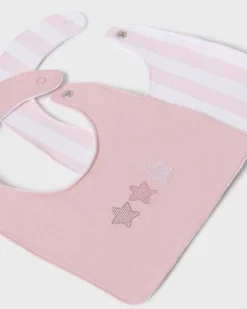 Set due bavaglini rosa squadrati con stelle e righe