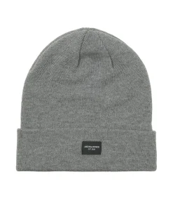 Set Jack & Jones composto da berretto e sciarpa grigi in maglia con etichetta logo cucita